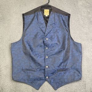 VTG Wah Maker Vest Men’s XXL Blue Paisley Frontier Made USA Western Cowboy